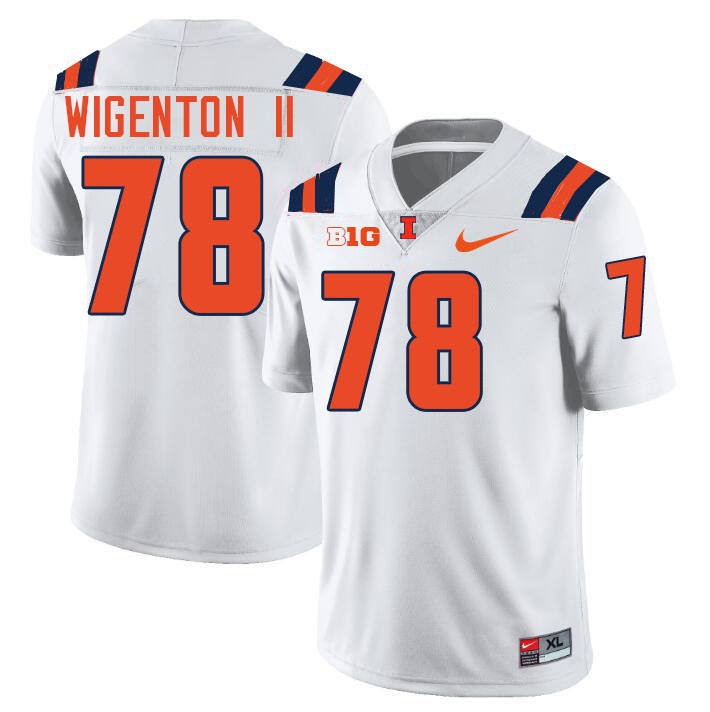 Men #78 Kevin Wigenton II Illinois Fighting Illini College Football Jerseys Stitched-White